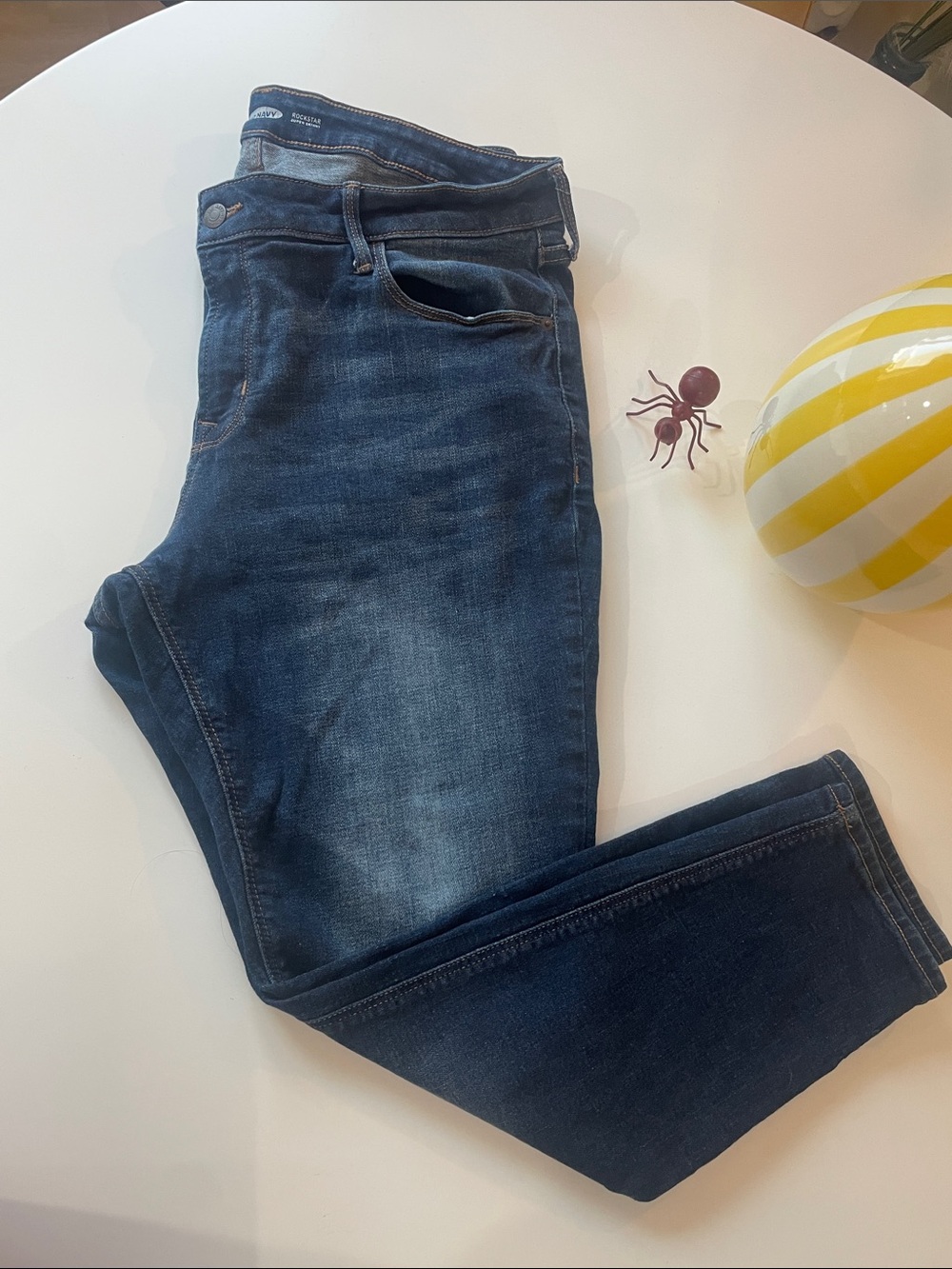 Old Navy Rockstar Super Skinny Jeans Dark Blue Denim 16 Short